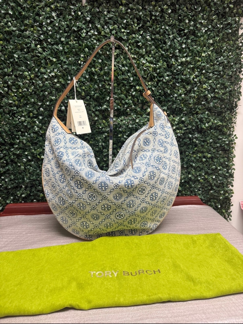 Tory Burch, T Denim Monogram Balloon Bag